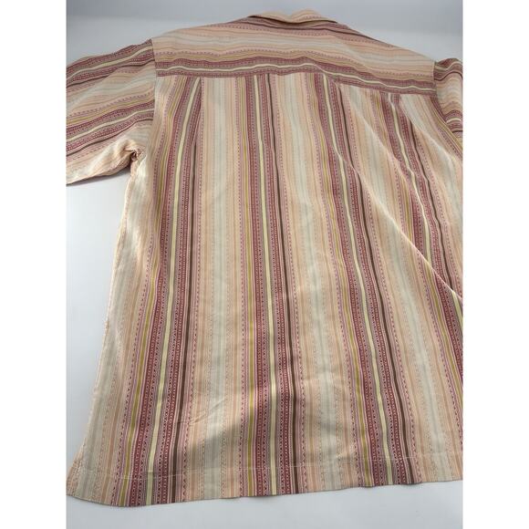 Tommy Bahama 100% Silk Shirt Mens Large Red Orange Striped Aloha Cruise Hawaiian - Picture 10 of 10